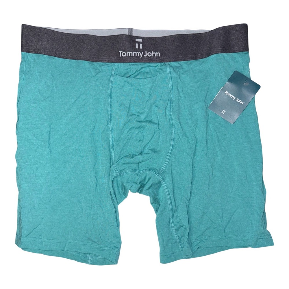 Tommy John Mens Size Large Second Skin Teal Blue 6" Boxer Briefs NWT
